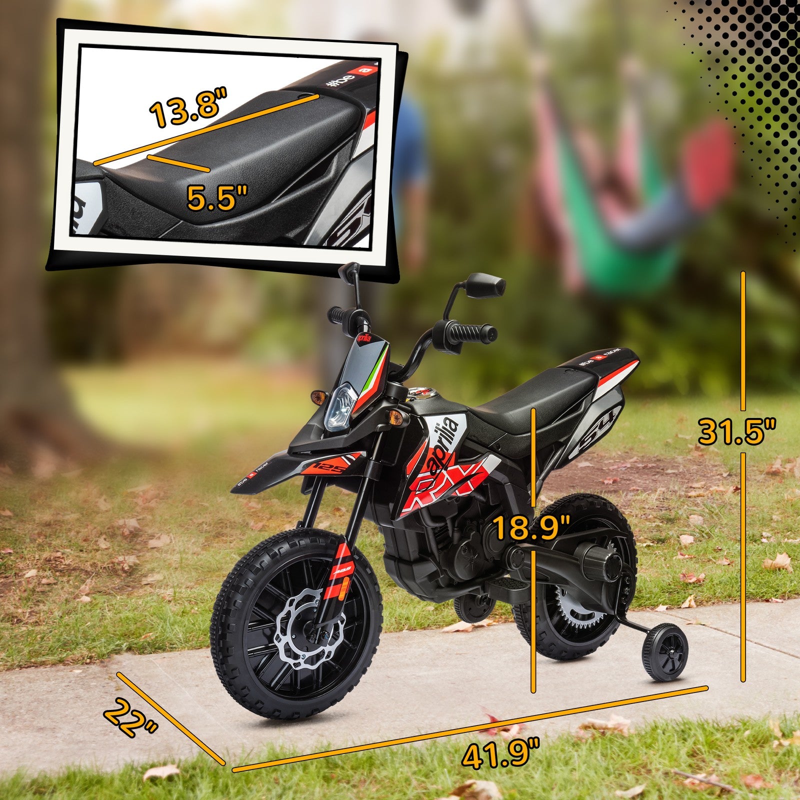 12V Licensed Kids Motorcycle with Training Wheels Red Trend Times 1