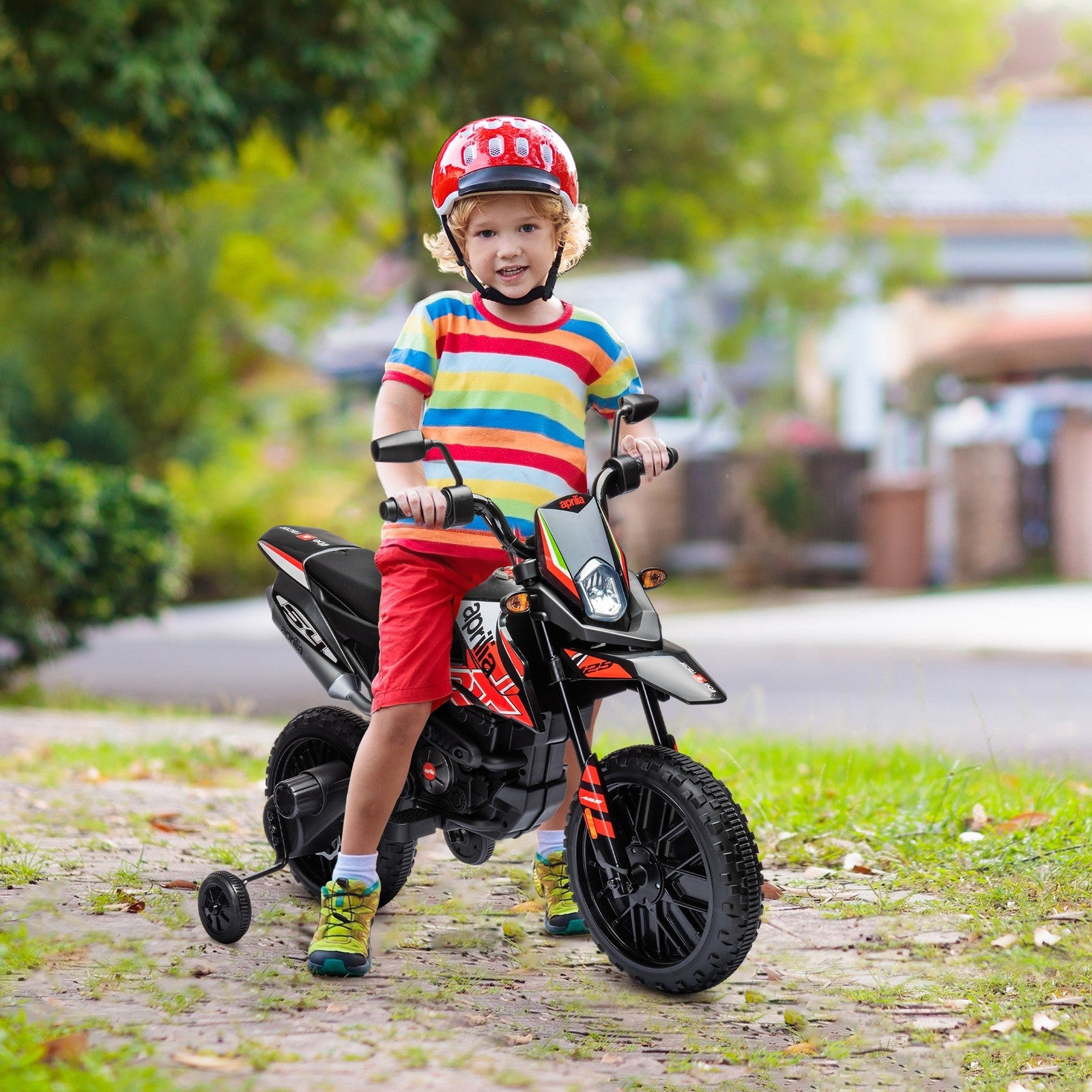 12V Licensed Kids Motorcycle with Training Wheels Red Trend Times 8