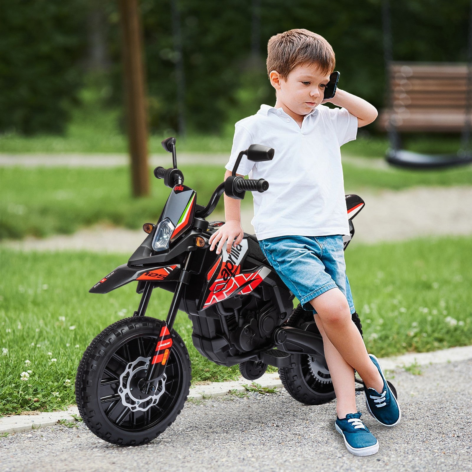12V Licensed Kids Motorcycle with Training Wheels Red Trend Times Variant 0