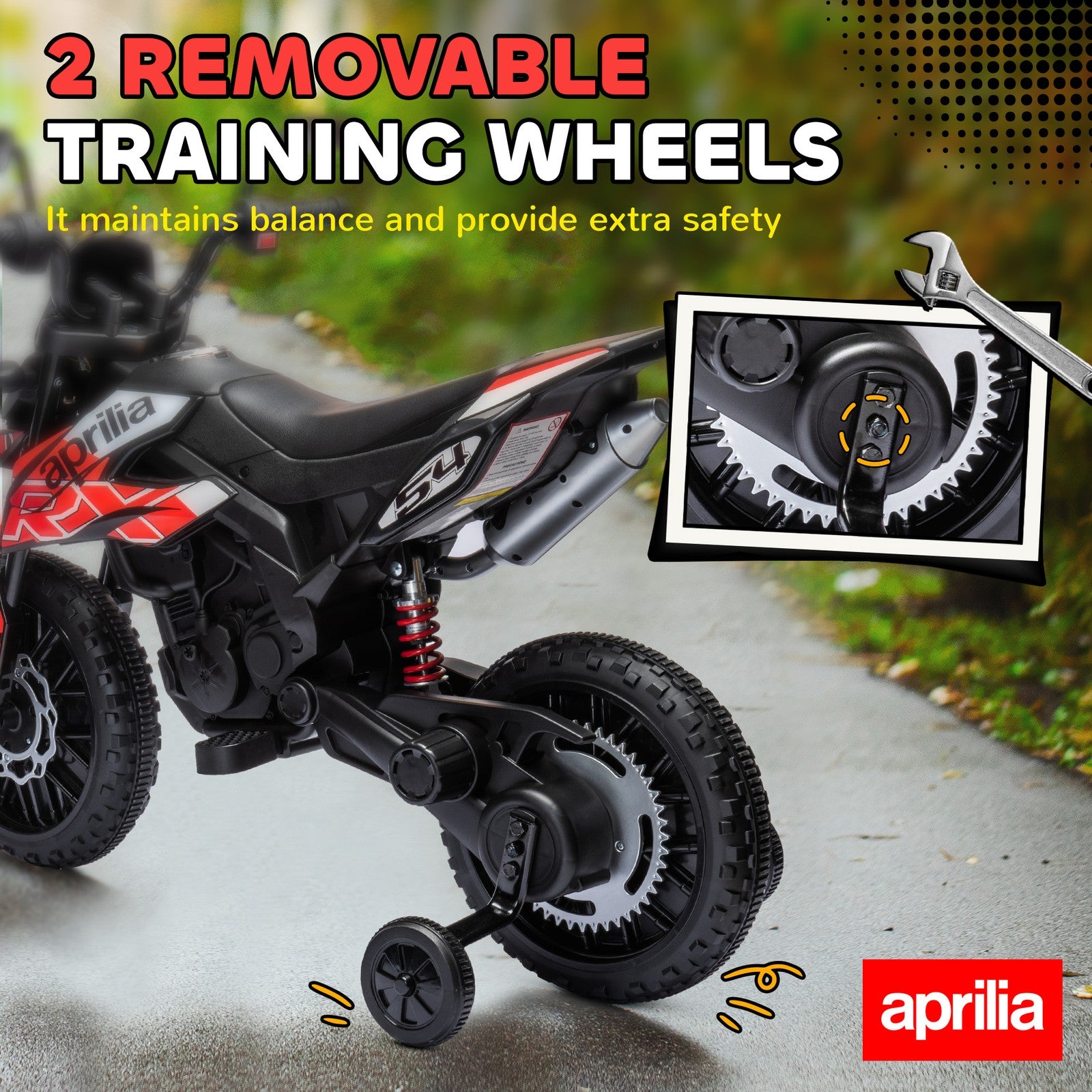 12V Licensed Kids Motorcycle with Training Wheels Red Trend Times 5