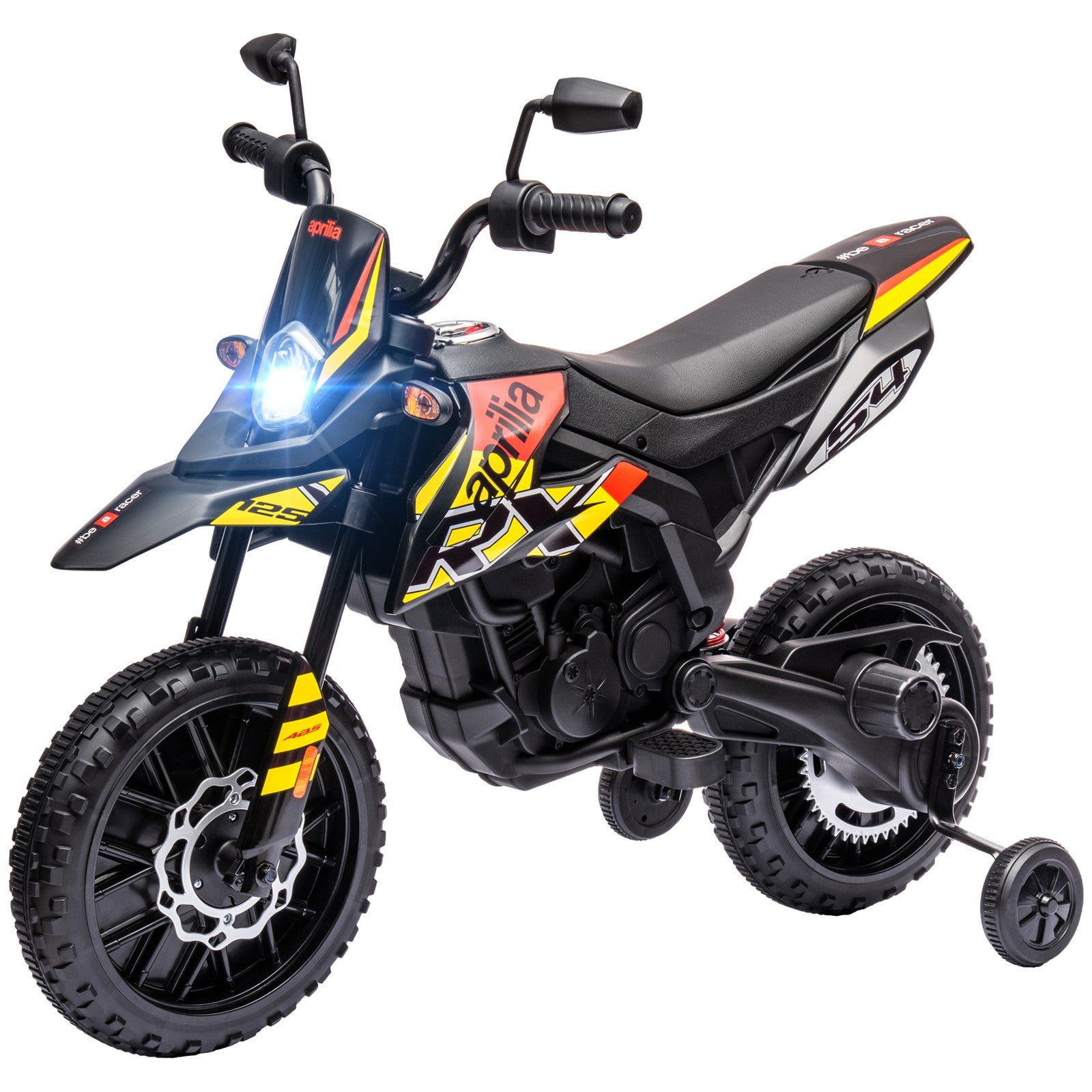 12V Licensed Kids Motorcycle with Training Wheels Yellow Trend Times 3