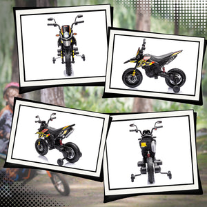 12V Licensed Kids Motorcycle with Training Wheels Yellow Trend Times 9