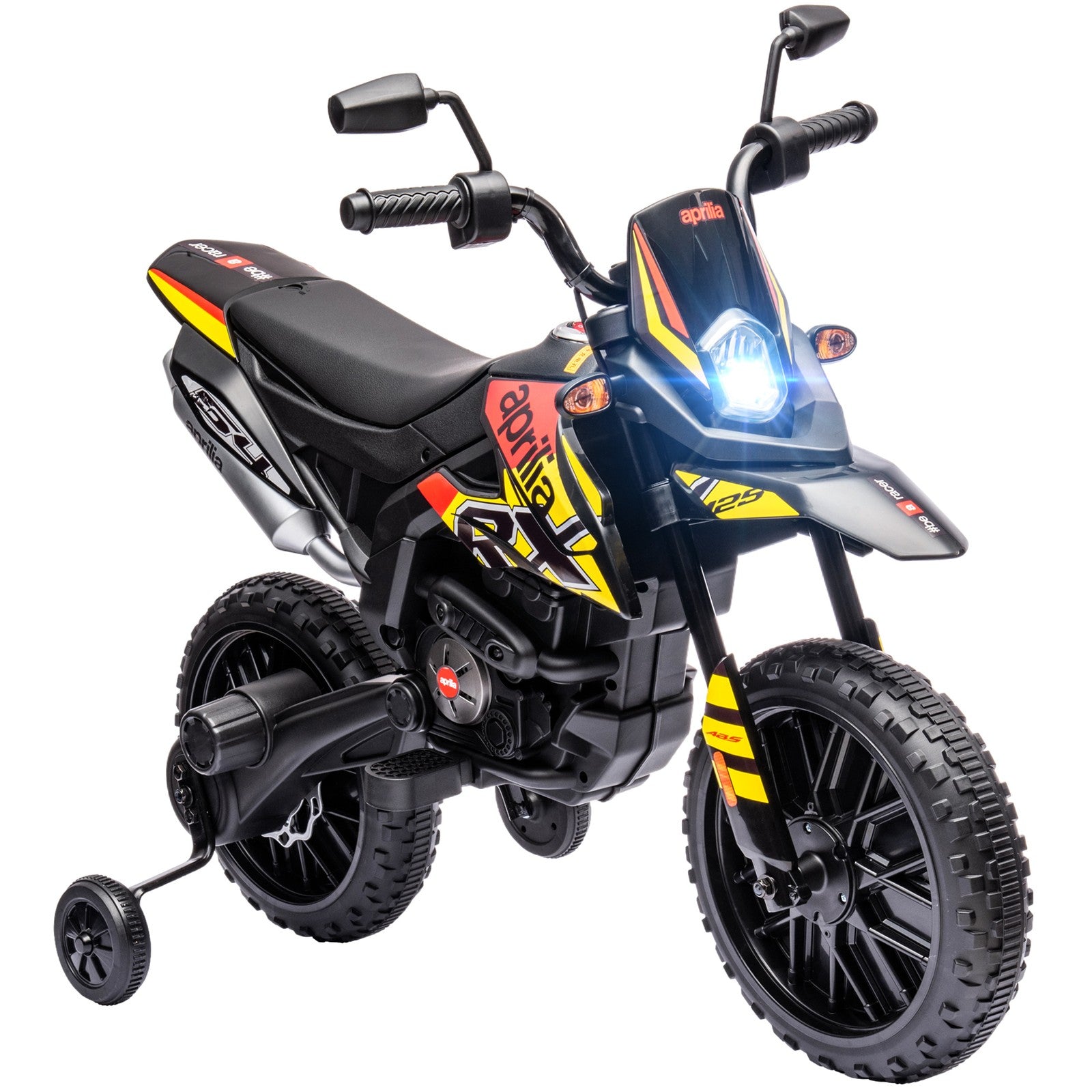 12V Licensed Kids Motorcycle with Training Wheels Yellow Trend Times Variant 0