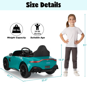 12V Licensed Aston Martin Electric Ride-On Car for Kids 3+ with Remote Control Trend Times 5