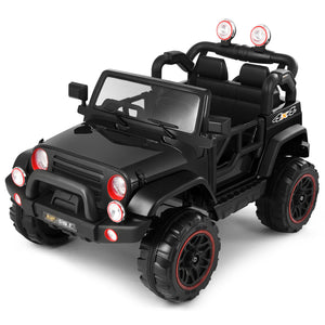 12V Battery Powered Kids Ride-On Truck with 3 Speeds, Remote Control, MP3, LED Lights, USB, and Black Cover Trend Times 12