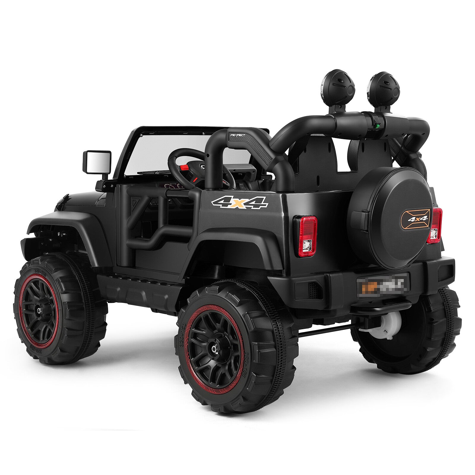 12V Battery Powered Kids Ride-On Truck with 3 Speeds, Remote Control, MP3, LED Lights, USB, and Black Cover Trend Times 15