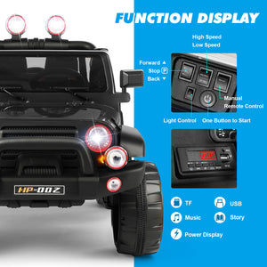 12V Battery Powered Kids Ride-On Truck with 3 Speeds, Remote Control, MP3, LED Lights, USB, and Black Cover Trend Times 4