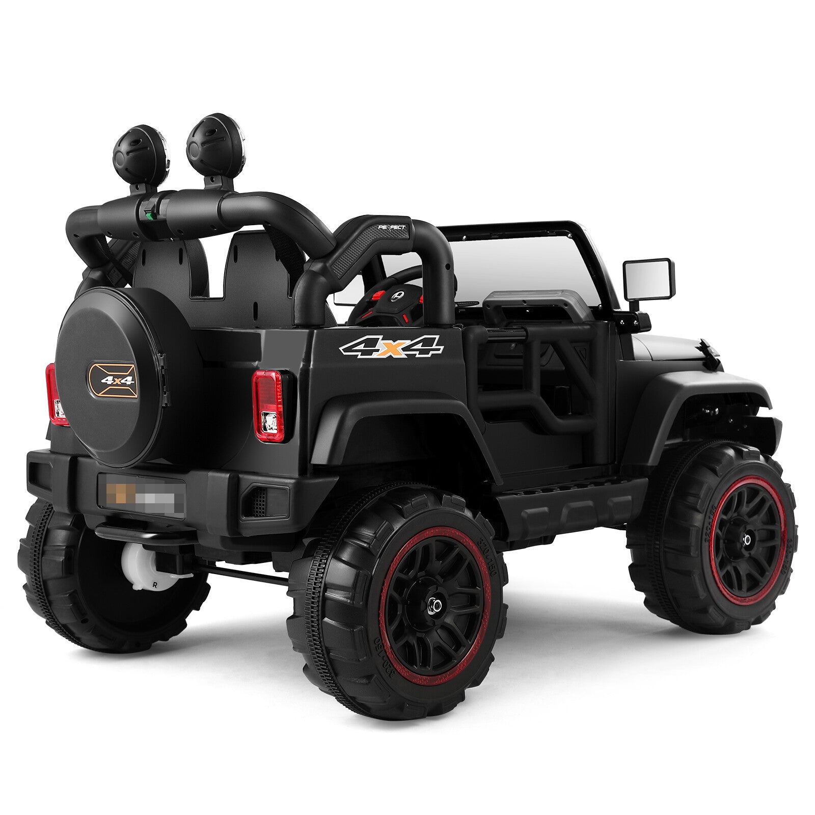 12V Black Kids Ride-On Truck Car Toy with MP3, LED Lights, RC Controller, and Battery Cover Trend Times 10