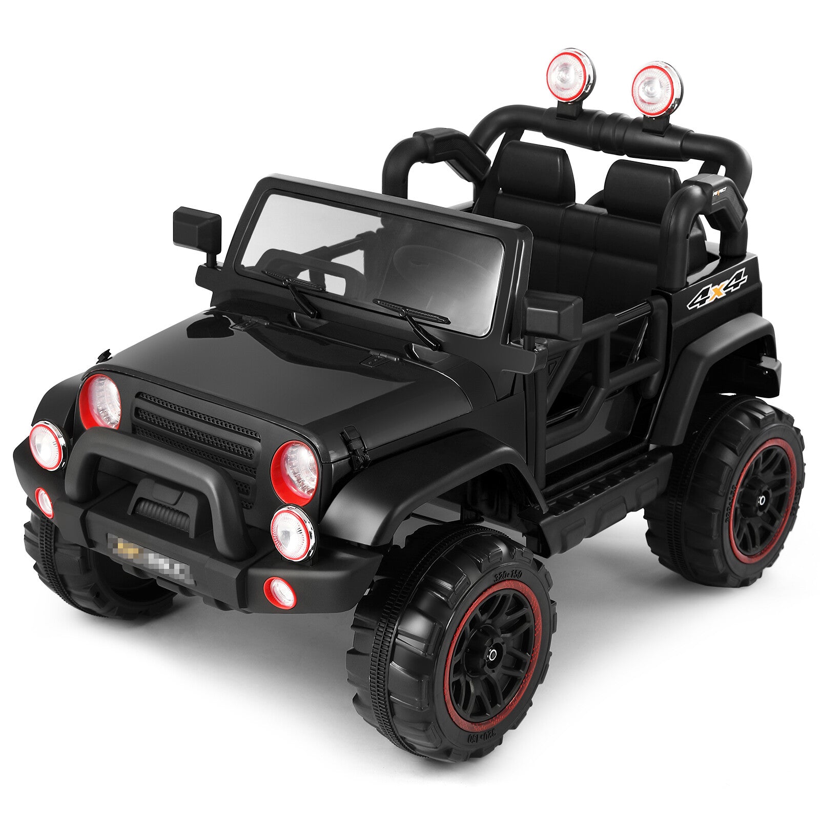 12V Black Kids Ride-On Truck Car Toy with MP3, LED Lights, RC Controller, and Battery Cover Trend Times 14