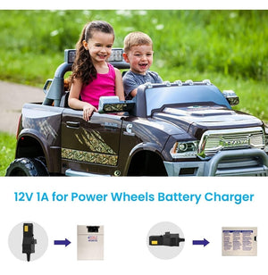 12V Battery Charger and Adapter for Kids Ride-On Power Wheels Toys Trend Times 2
