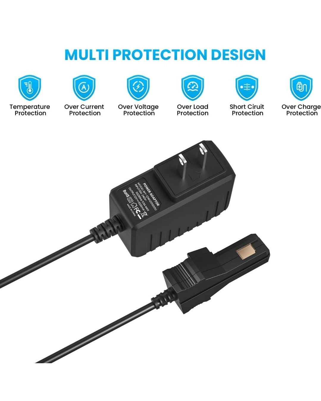 12V Battery Charger and Adapter for Kids Ride-On Power Wheels Toys Trend Times 5
