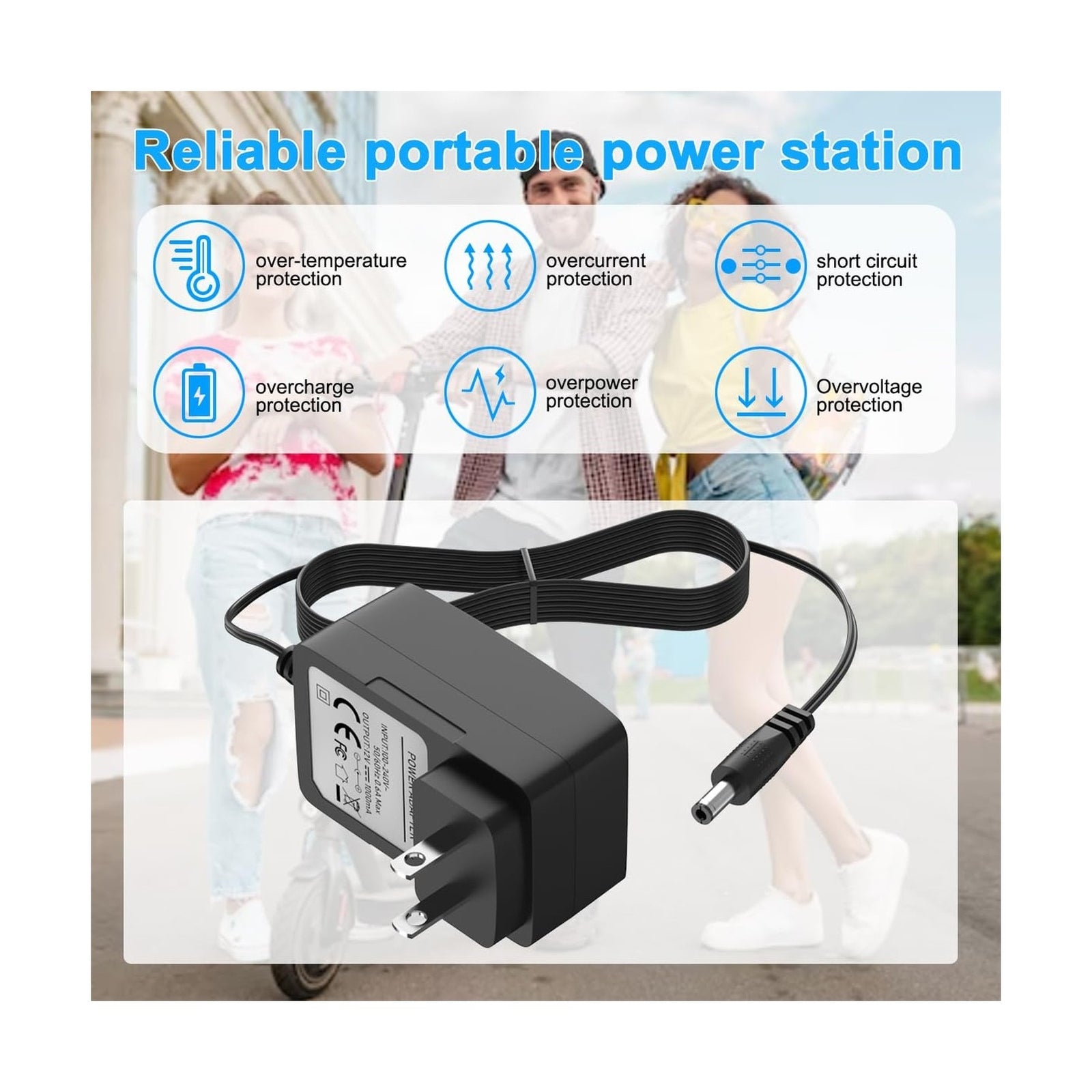 12V Battery Charger for Ride-On Toys Compatible with Razor PowerCore E90 and E95 Electric Scooters Trend Times 5