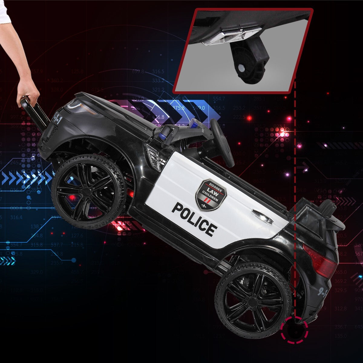 12V Battery-Powered Electric Police Ride-On Car with Parent Remote Control for Kids Ages 3-8 Trend Times 2