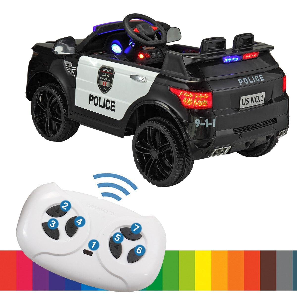 12V Battery-Powered Electric Police Ride-On Car with Parent Remote Control for Kids Ages 3-8 Trend Times 4