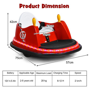 12V Battery Electric Toddler Ride-On Bumper Car with 2 Driving Modes for Kids Trend Times 2