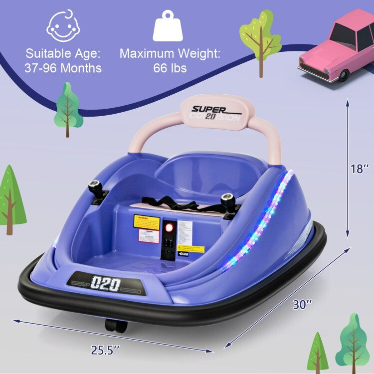 12V Battery Powered Kids Bumper Ride-On Car Toy with Remote Control and 360 Degree Spin Rotation Trend Times 5
