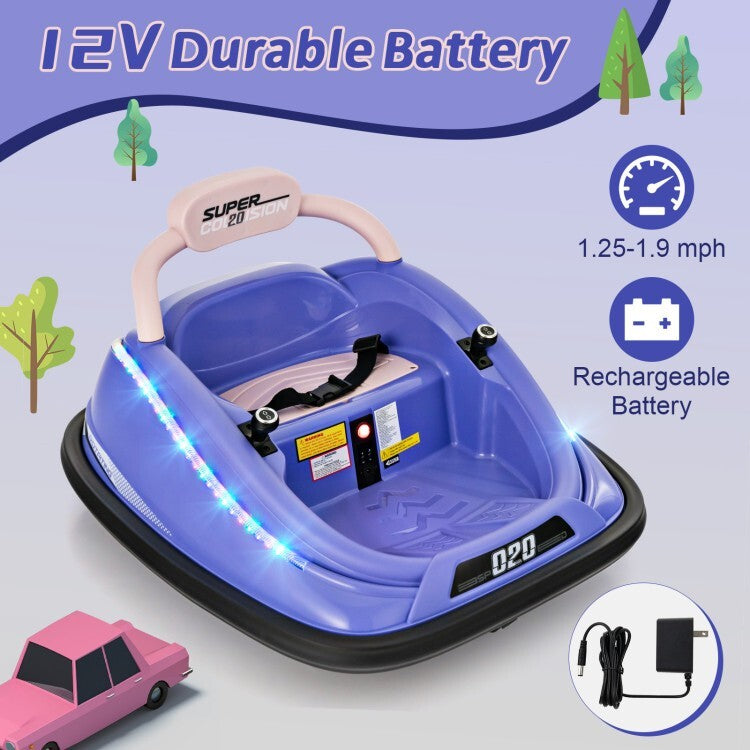 12V Battery Powered Kids Bumper Ride-On Car Toy with Remote Control and 360 Degree Spin Rotation Trend Times 7