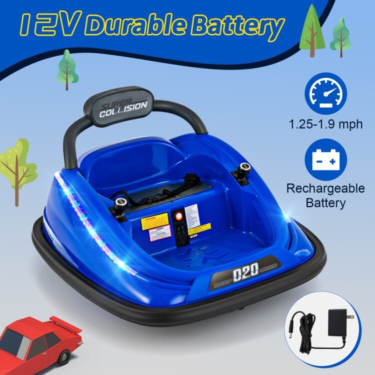 12V Battery Powered Kids Electric Bumper Car Ride-On Toy with Remote Control Trend Times 6