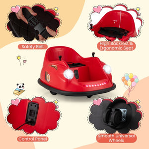 12V Battery-Powered Kids Electric Ride-On Bumper Car with Remote Control and Training Wheels Trend Times 4