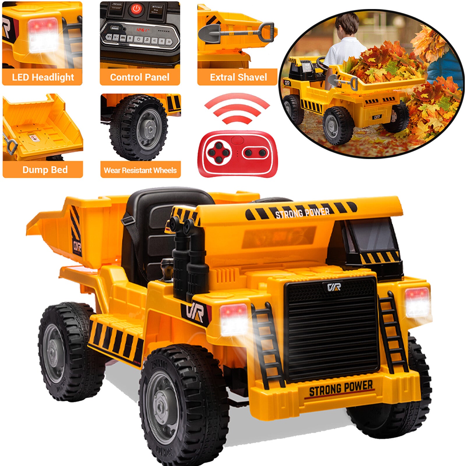 12V Battery Powered Kids Ride-On Construction Dump Truck Toy with Electric Bucket Trend Times Variant 0