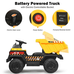12V Battery Powered Kids Ride-On RC Dump Truck Construction Tractor Trend Times 2