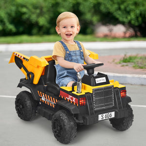 12V Battery-Powered Kids Ride-On RC Dump Truck Construction Tractor with Electric Bucket Trend Times 2