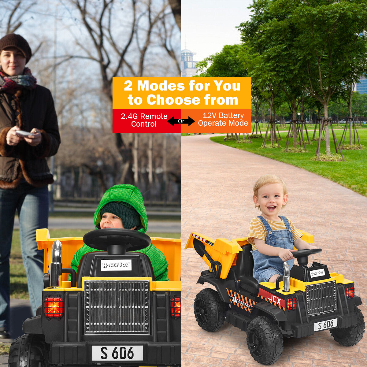 12V Battery-Powered Kids Ride-On RC Dump Truck Construction Tractor with Electric Bucket Trend Times 5