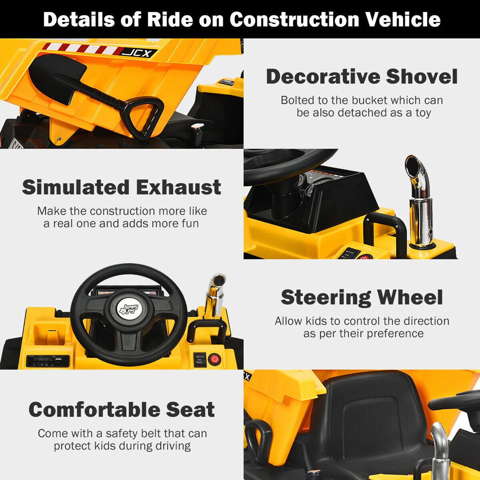 12V Battery-Powered Kids Ride-On RC Dump Truck Construction Tractor with Electric Bucket Trend Times 9