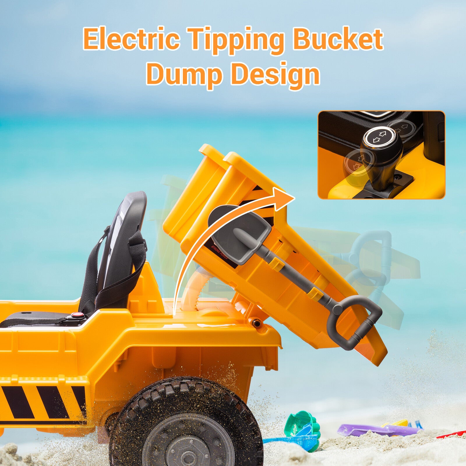 12V Battery-Powered Kids Ride-On RC Dump Truck with Electric Construction Tractor and Bucket Trend Times 7