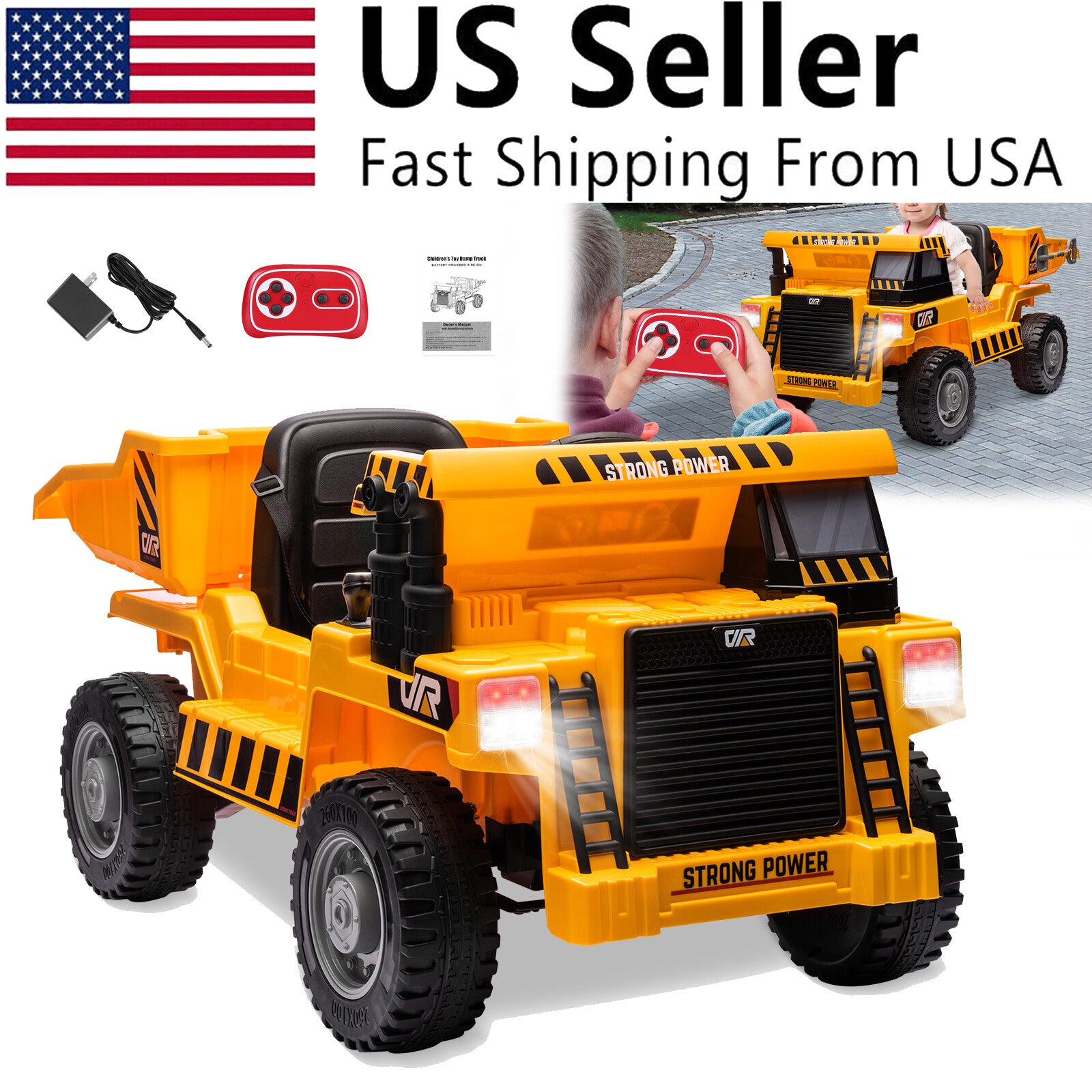 12V Battery-Powered Kids Ride-On RC Dump Truck with Electric Construction Tractor and Bucket Trend Times Variant 0
