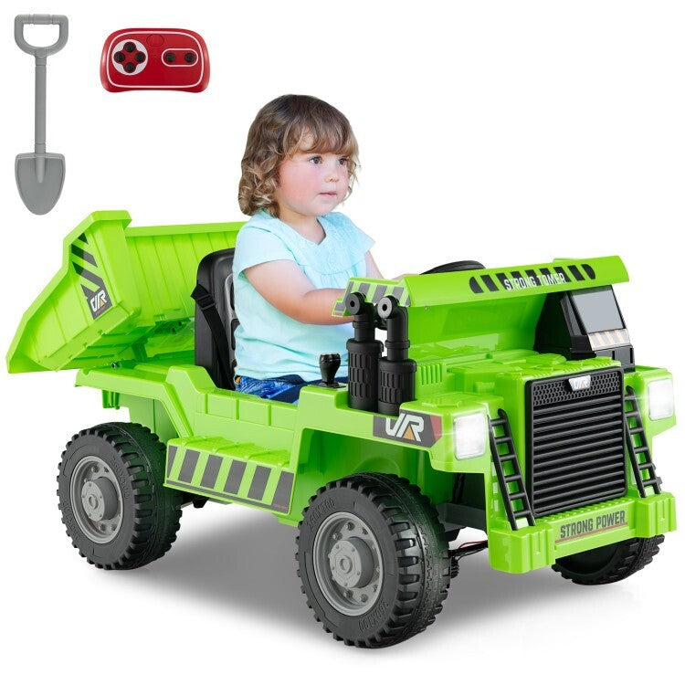 12V Battery Powered Kids Ride-On Electric Dump Truck Toy with 2.4G Remote Control and Functional Dump Bed Trend Times 0