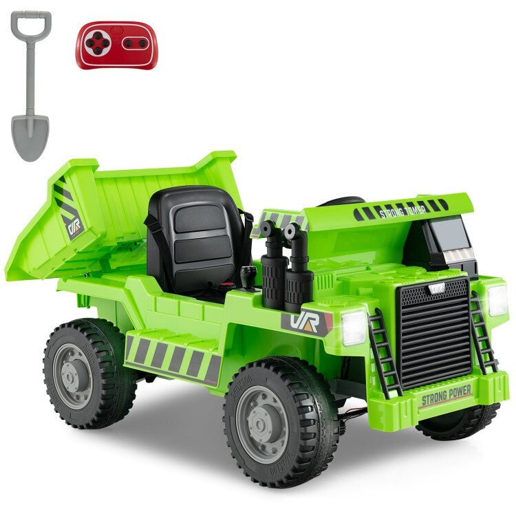 12V Battery Powered Kids Ride-On Electric Dump Truck Toy with 2.4G Remote Control and Functional Dump Bed Trend Times 2
