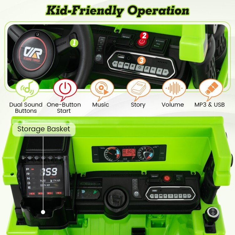 12V Battery Powered Kids Ride-On Electric Dump Truck Toy with 2.4G Remote Control and Functional Dump Bed Trend Times 8