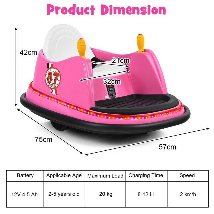 12V Battery Powered Kids Electric Ride-On Bumper Car with 2 Driving Modes for Toddlers Trend Times 2