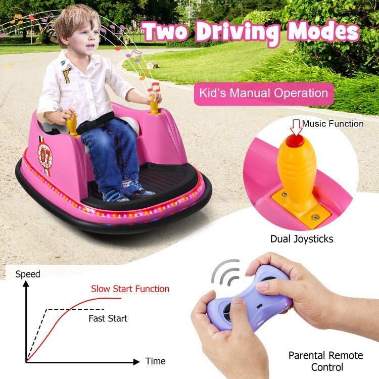 12V Battery Powered Kids Electric Ride-On Bumper Car with 2 Driving Modes for Toddlers Trend Times 4