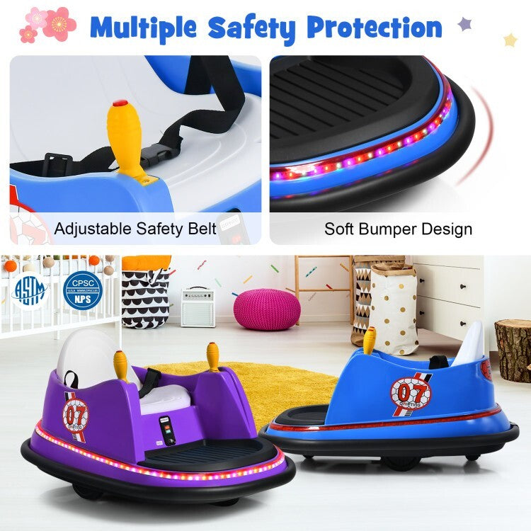 12V Battery Powered Kids Electric Ride-On Bumper Car with Flashing Lights for Toddlers Trend Times 8