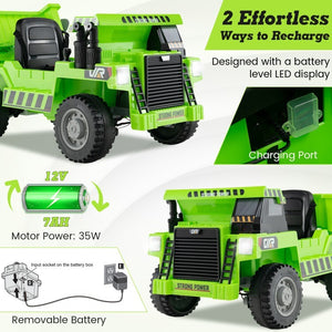 12V Electric Ride-On Dump Truck for Kids with 2.4G Remote Control Battery Powered Car Gift Trend Times 7