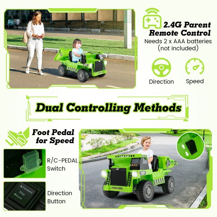 12V Electric Ride-On Dump Truck for Kids with 2.4G Remote Control Battery Powered Car Gift Trend Times 8