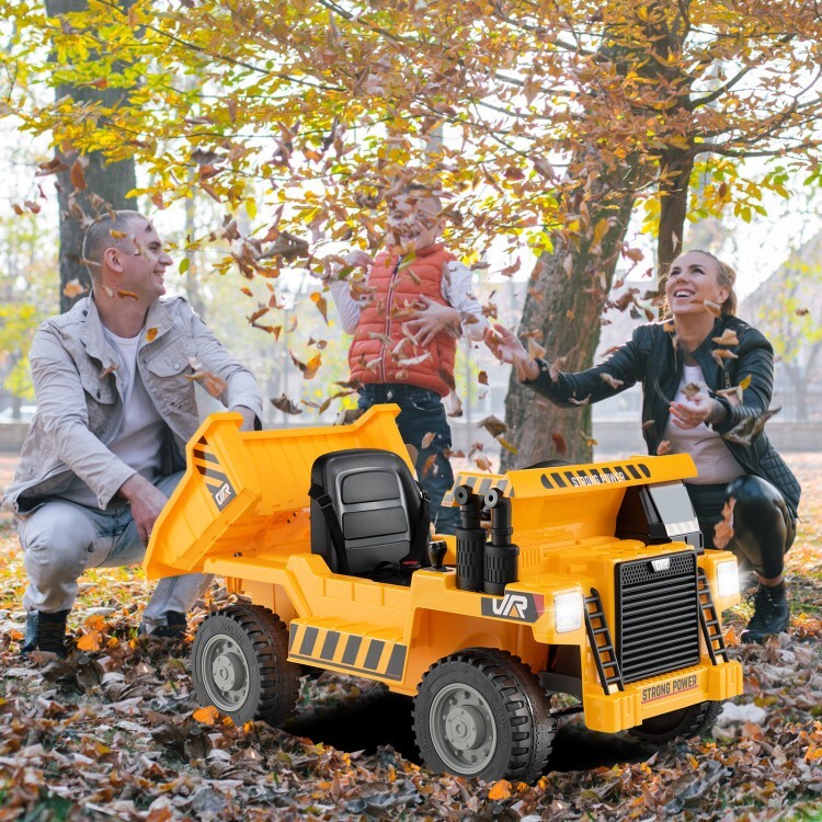 12V Battery-Powered Electric Ride-On Dump Truck for Kids with Functional Dump Bed Trend Times 4