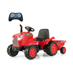 12V Battery Powered Kids Ride-On Tractor Toy with Remote Control and Detachable Storage Trailer Trend Times 0