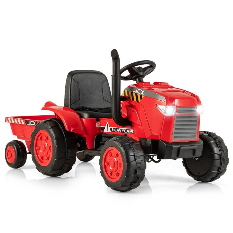 12V Battery Powered Kids Ride-On Tractor Toy with Remote Control and Detachable Storage Trailer Trend Times 1