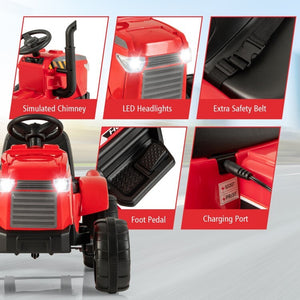 12V Battery Powered Kids Ride-On Tractor Toy with Remote Control and Detachable Storage Trailer Trend Times 7