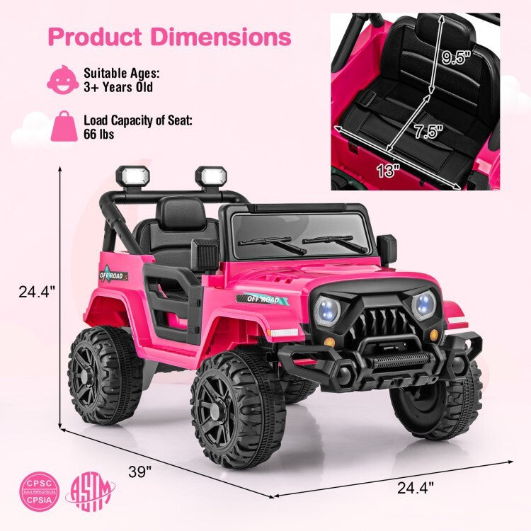 12V Battery-Powered Kids Ride-On Truck Car Toy with Remote Control and Threaded Wheels, 3 Speed Settings Trend Times 5