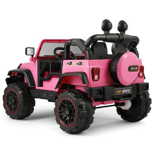 12V Pink and Black Kids Ride-On Truck with MP3, LED Lights, Remote Control, and Battery Cover Trend Times 15