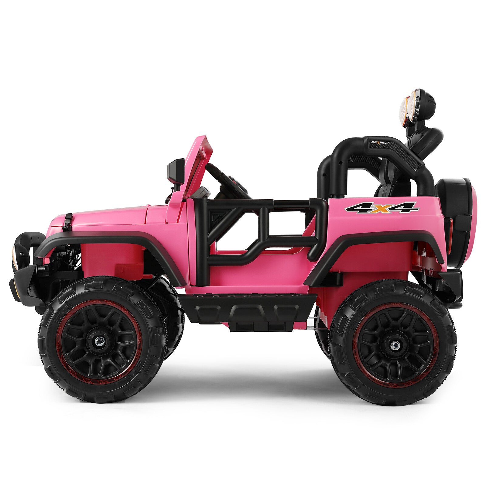 12V Pink and Black Kids Ride-On Truck with MP3, LED Lights, Remote Control, and Battery Cover Trend Times 18