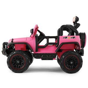 12V Pink and Black Kids Ride-On Truck with MP3, LED Lights, Remote Control, and Battery Cover Trend Times 18