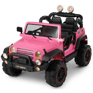 12V Pink and Black Kids Ride-On Truck with MP3, LED Lights, Remote Control, and Battery Cover Trend Times 19