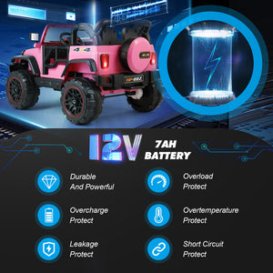 12V Pink and Black Kids Ride-On Truck with MP3, LED Lights, Remote Control, and Battery Cover Trend Times 2