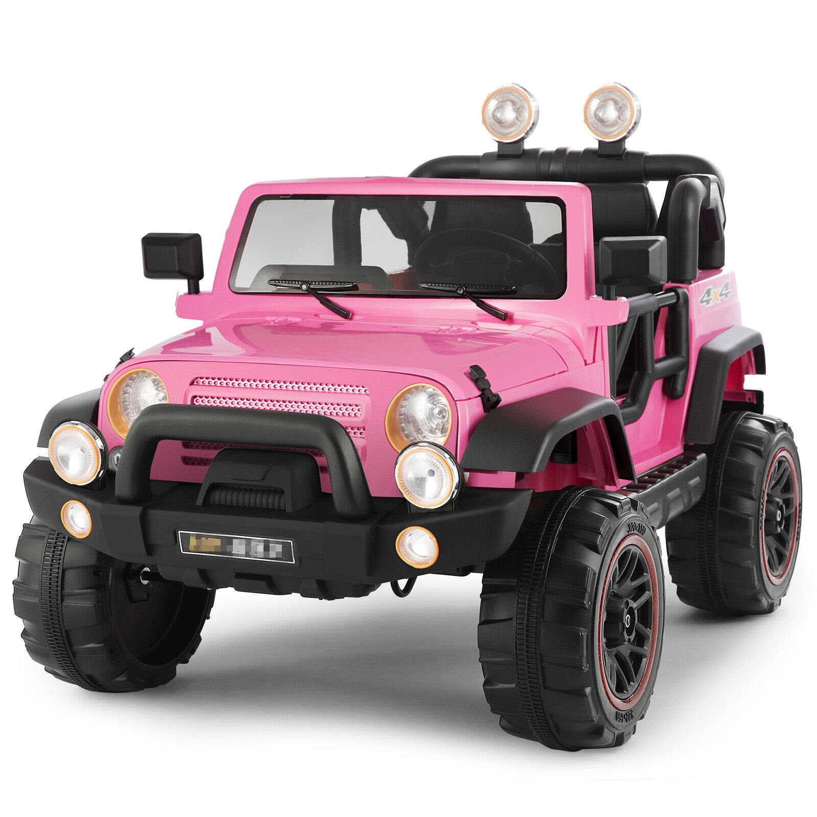 12V Pink and Black Kids Ride-On Truck with MP3, LED Lights, Remote Control, and Battery Cover Trend Times 21
