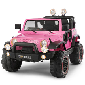 12V Pink and Black Kids Ride-On Truck with MP3, LED Lights, Remote Control, and Battery Cover Trend Times 21